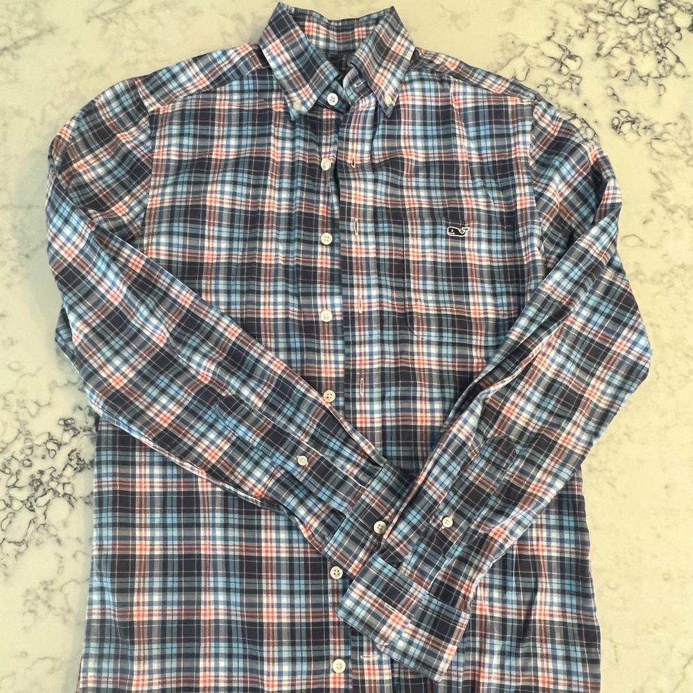 Vineyard Vines Slim Fit Whale Shirt Mens XS Button Down Long Sleeve Plaid